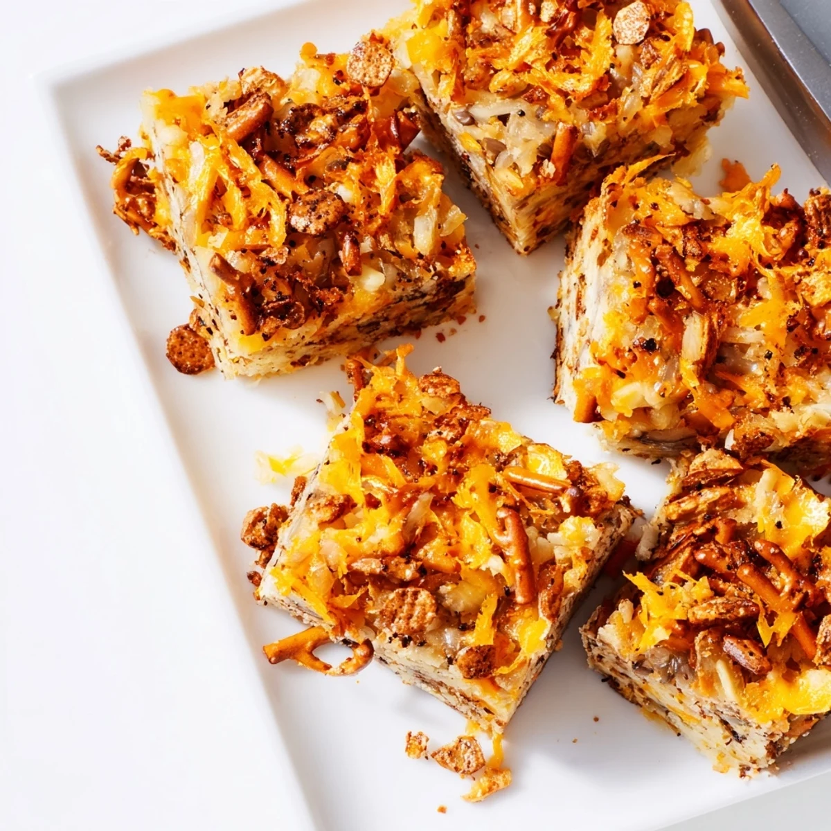 Savory Flamin Hot Spicy Pretzel Muffin Bars, warm and delicious, ideal for game day snacking.  