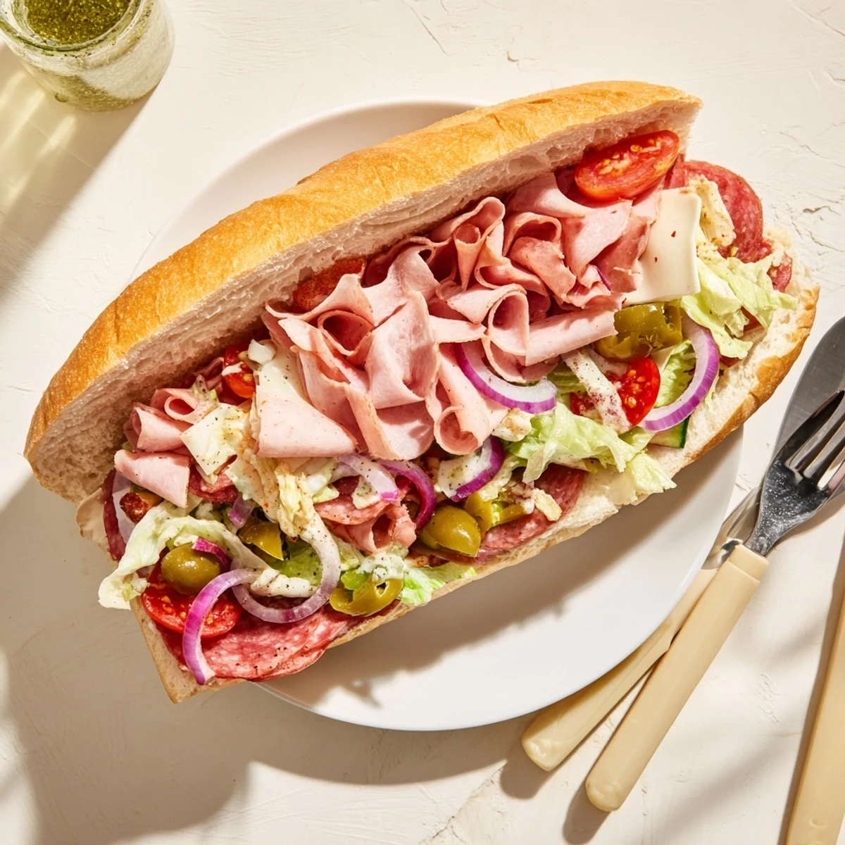 Savory Flavor Mash-Up Sandwiches topped with roasted peppers and tangy dressing, perfect for gatherings.