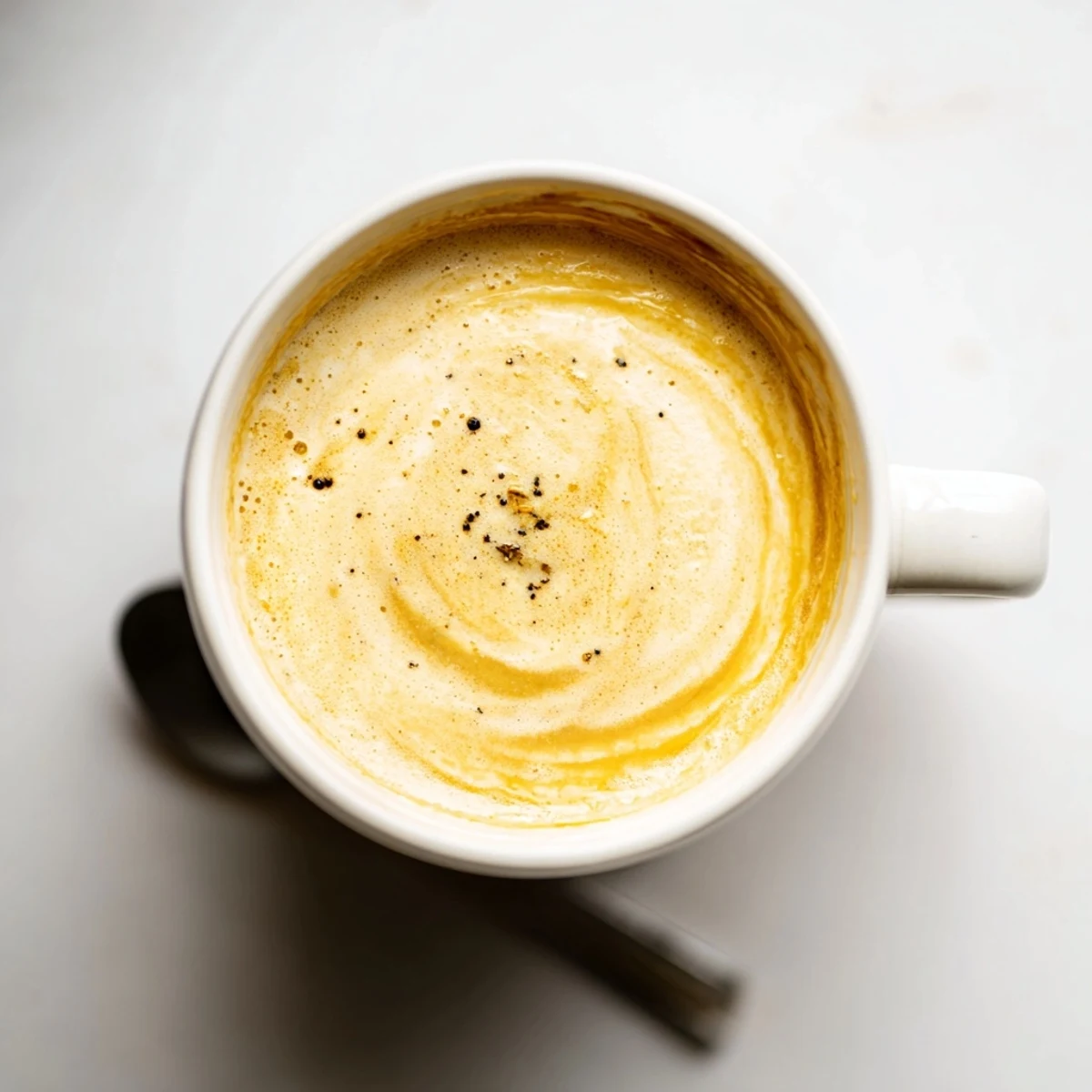 A rich, creamy Onion Latte topped with frothy milk and blending flavors.  