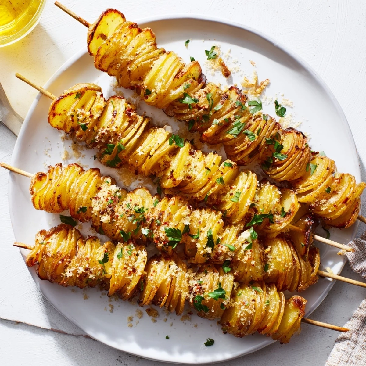 Golden-brown tornado potatoes with spices, ideal for sharing as a fun side.