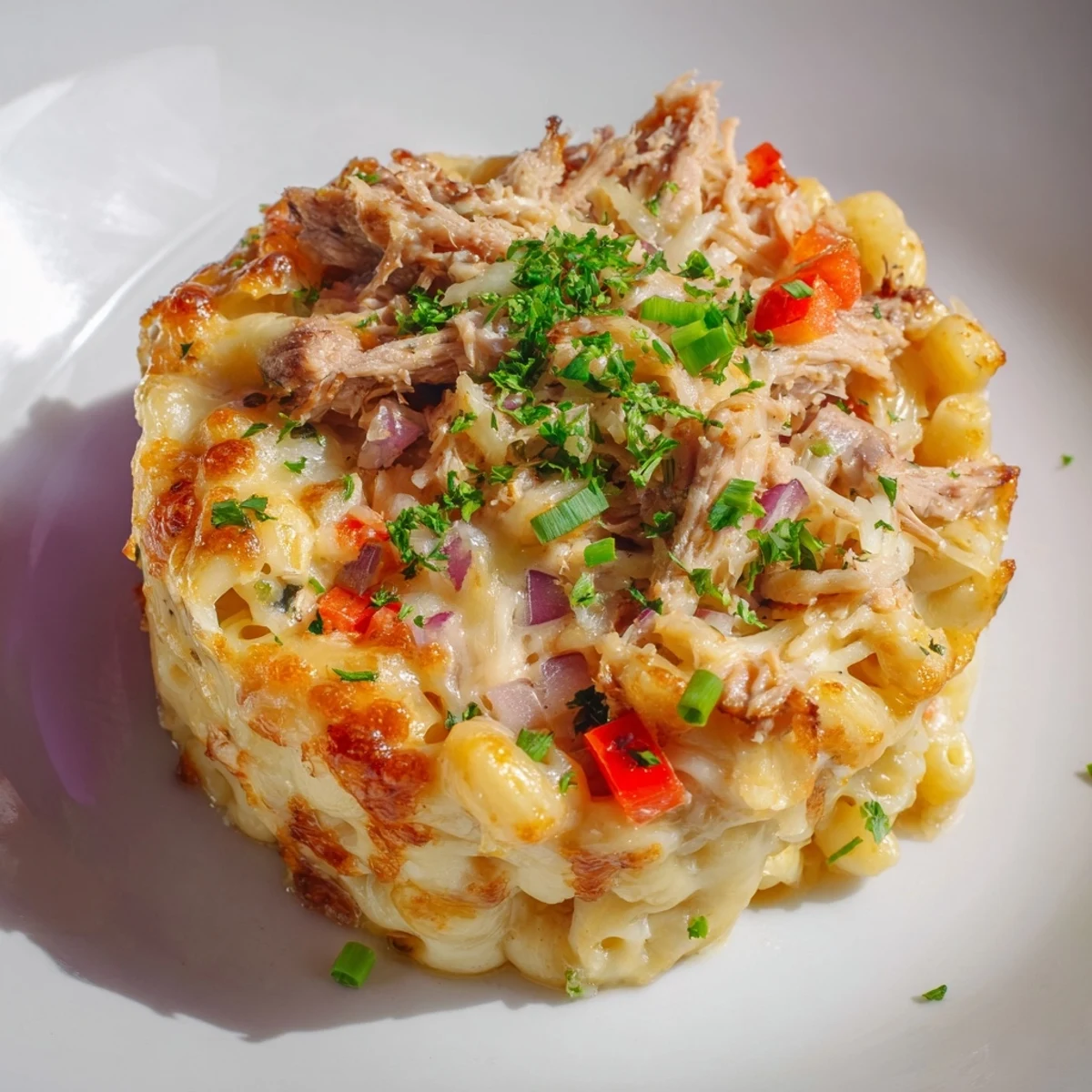 Golden-baked BBQ Rib Macaroni Skillet, a comforting American main dish, perfect for dinner tonight.