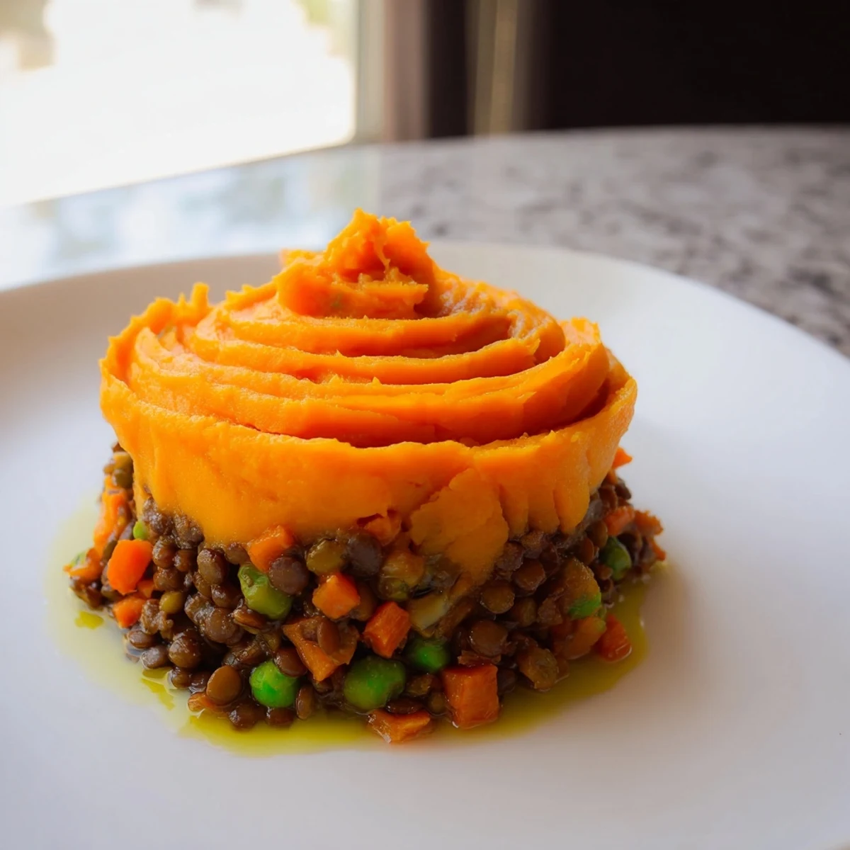 Spoonful of delicious, bubbling Veggie Shepherds Pie, a vegetarian comfort food classic.