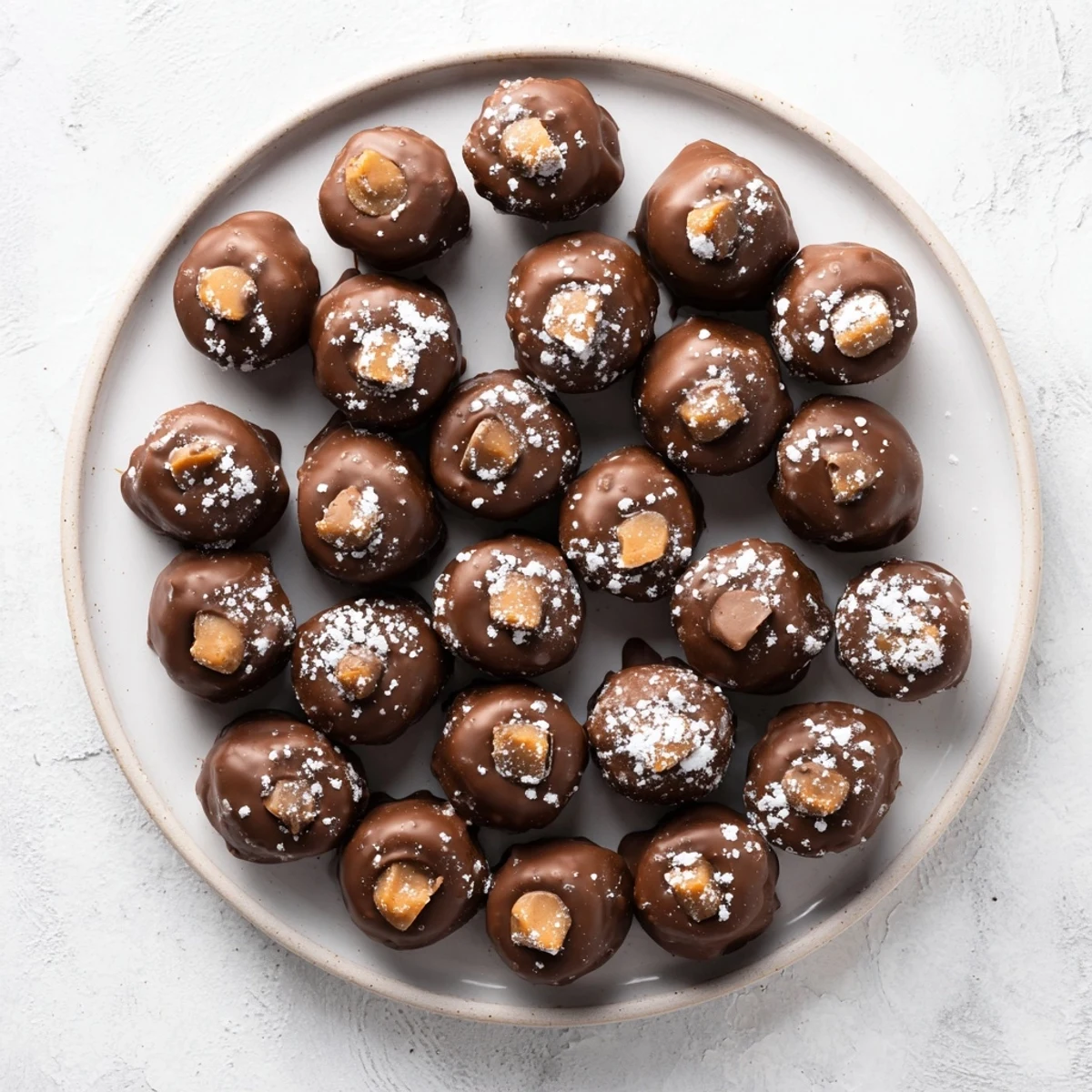 Creamy peanut butter buckeyes, partially dipped in chocolate, perfect for holiday dessert tables.