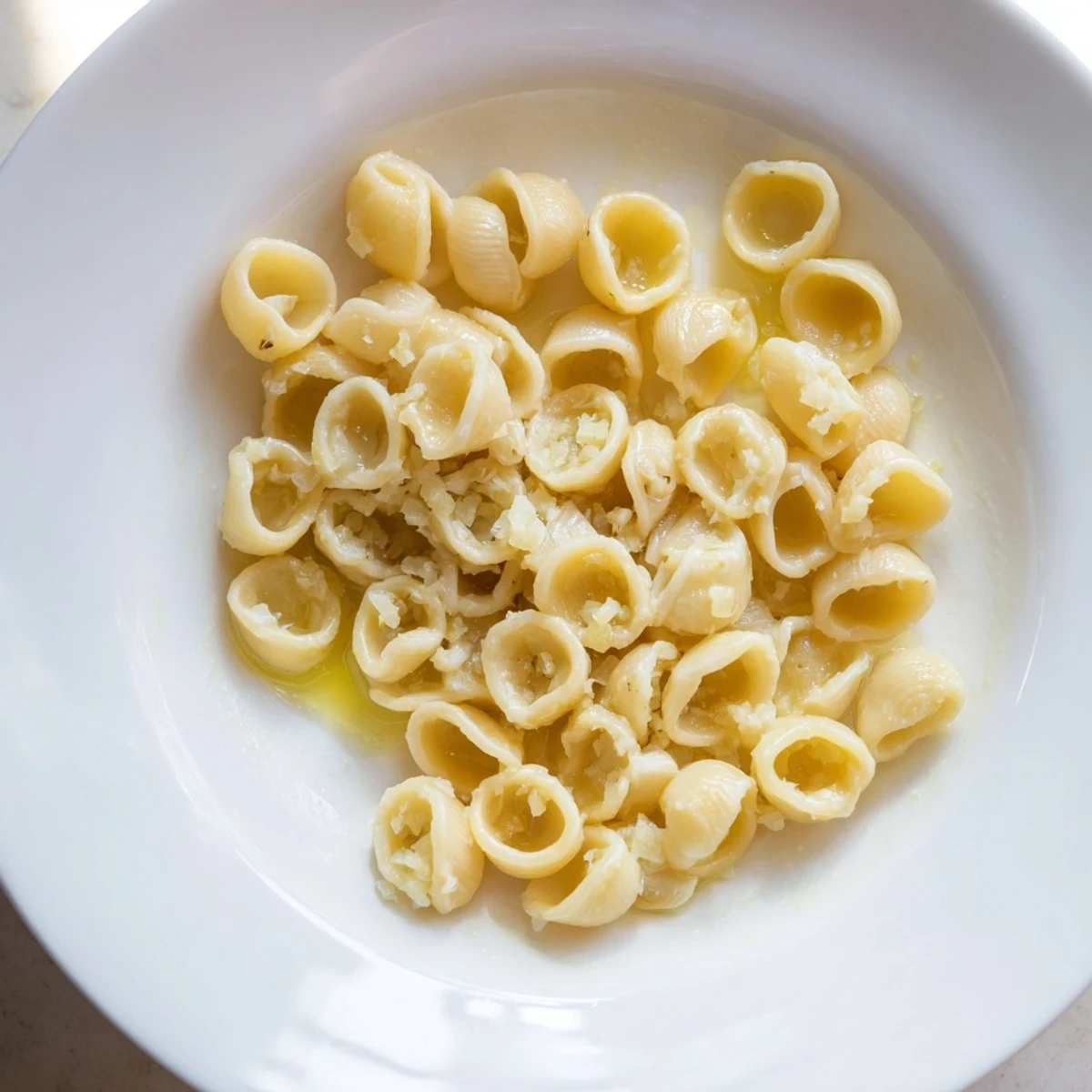 Creamy 3-Ingredient Butter & Garlic Ditalini, with glistening pasta and subtle garlic aroma.