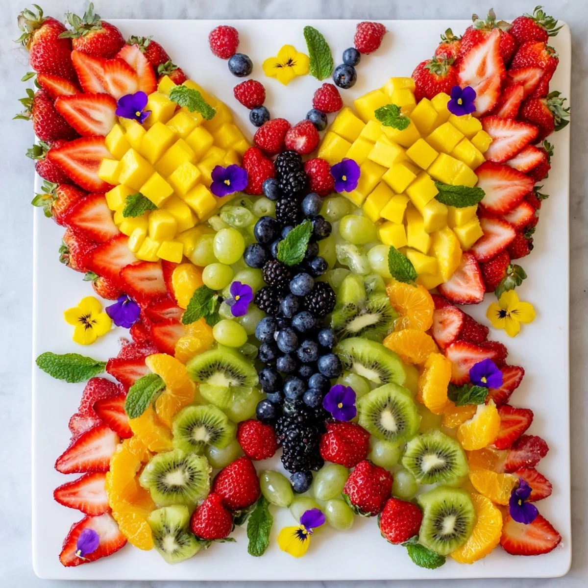 Butterfly Bloom Fruit Board, a colorful and refreshing fruit arrangement perfect for a brunch spread.
