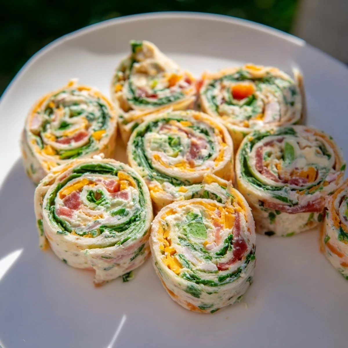 Cozy Scarf Holiday Pinwheel Wraps; Colorful, chilled pinwheels with creamy filling, perfect for a festive appetizer.