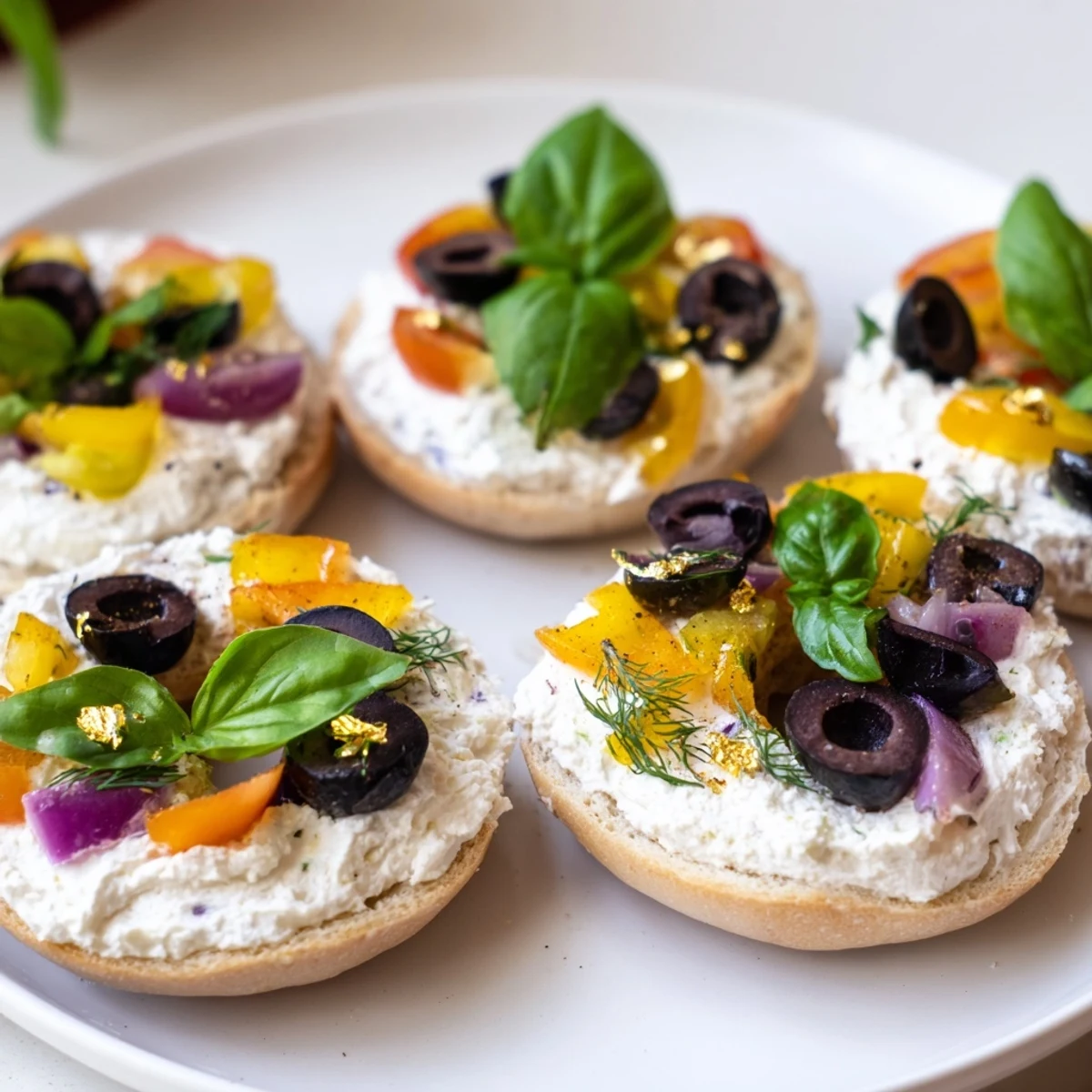 Delicious Olympic Rings Medal Appetizer: bagel "medals" topped with colorful cream cheese for a party!