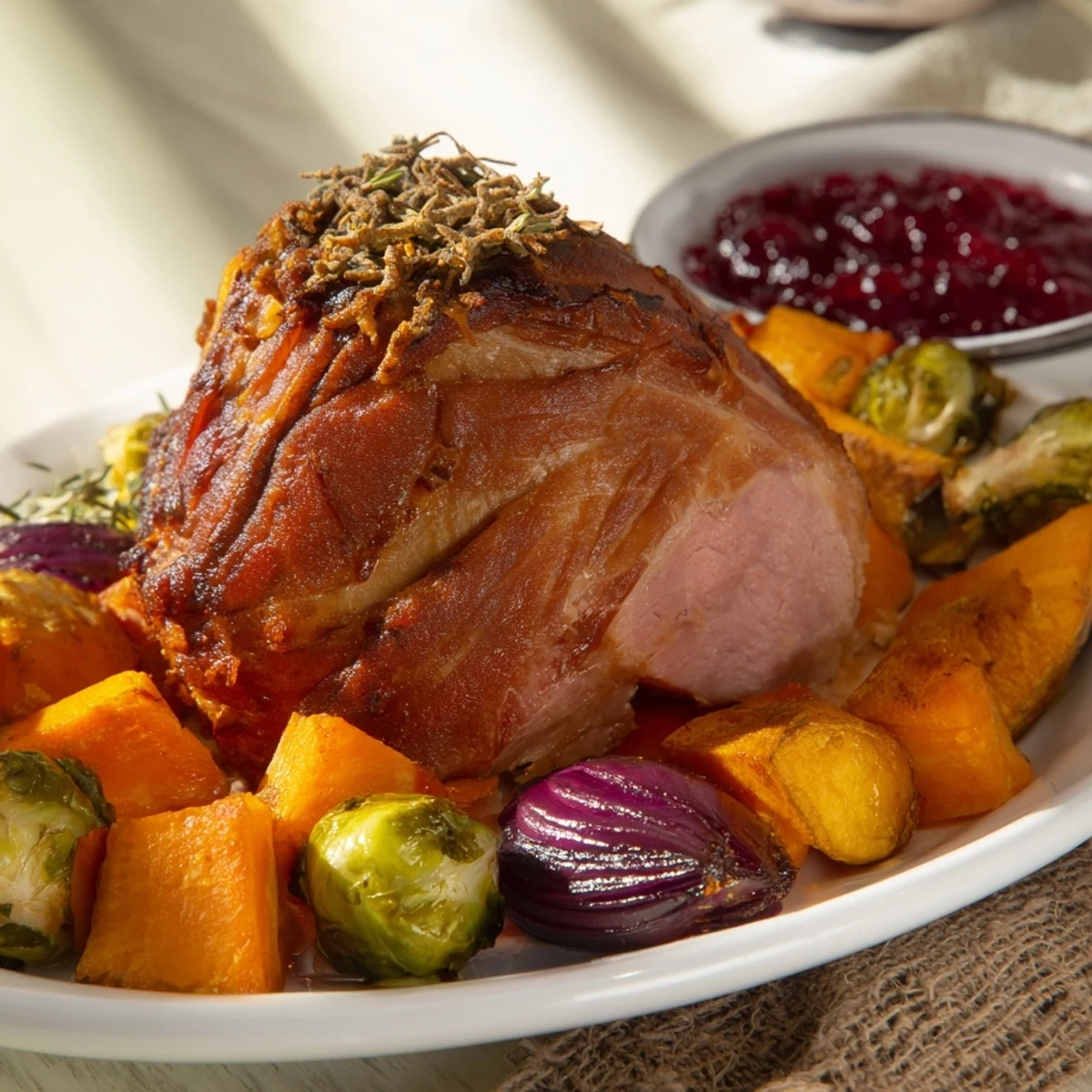 Golden-brown turkey breast and colorful roasted vegetables star in this delicious harvest turkey platter recipe.