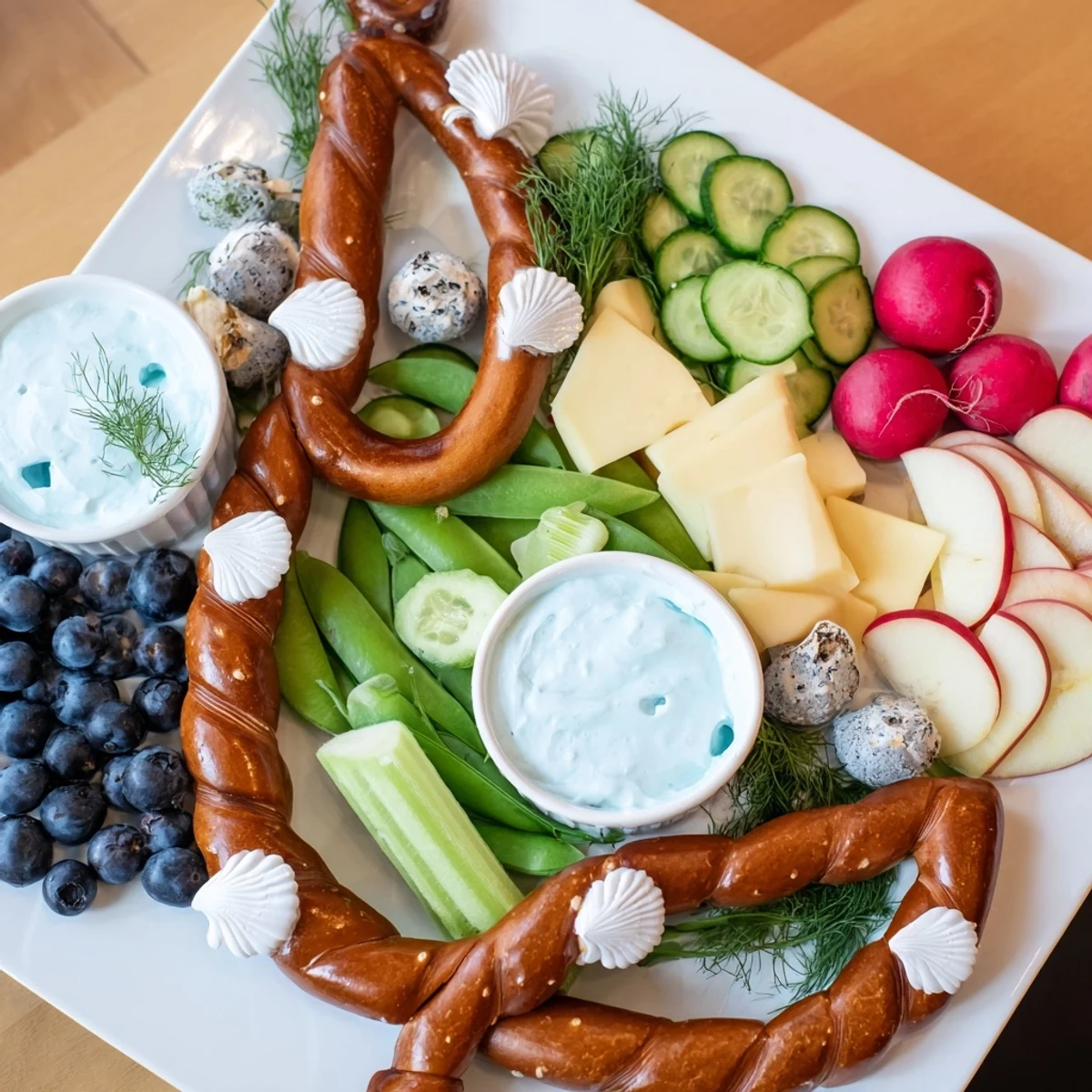 Enjoy a delicious Anchor Maritime Board appetizer, brimming with colorful ingredients and creamy cheeses.