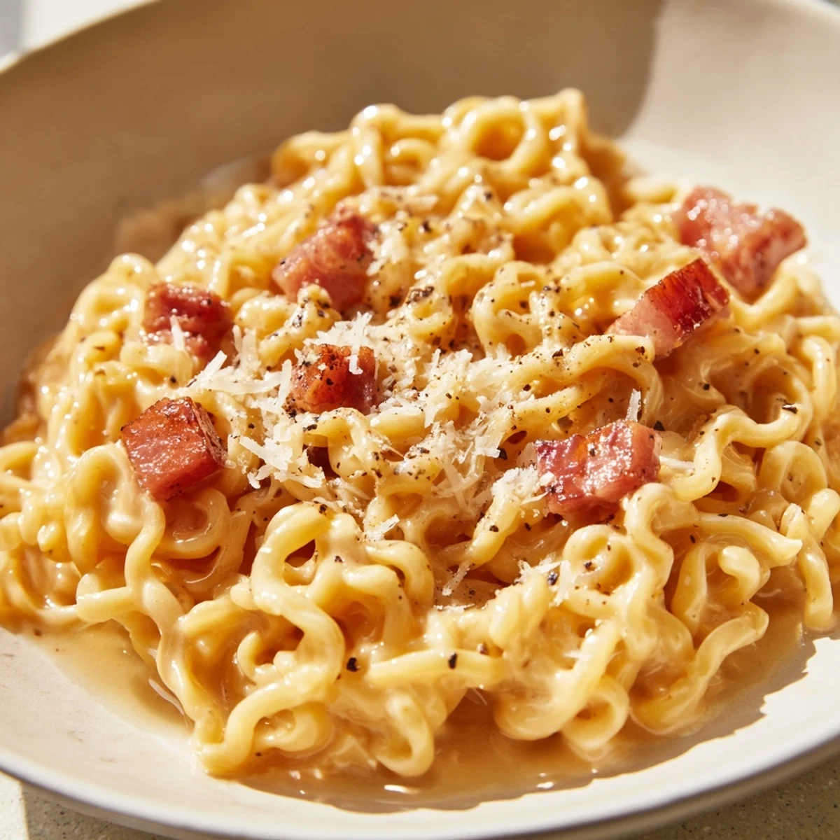 Ramen Carbonara Fusion Dish