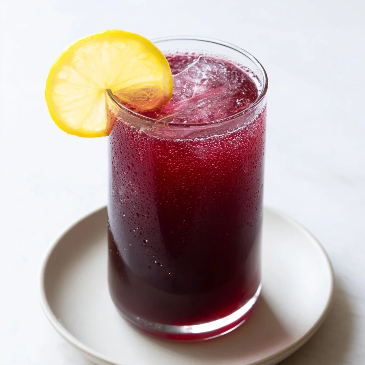 Refreshing Sleepy Girl Mocktail, a vegan bedtime drink, garnished with a bright lemon slice.