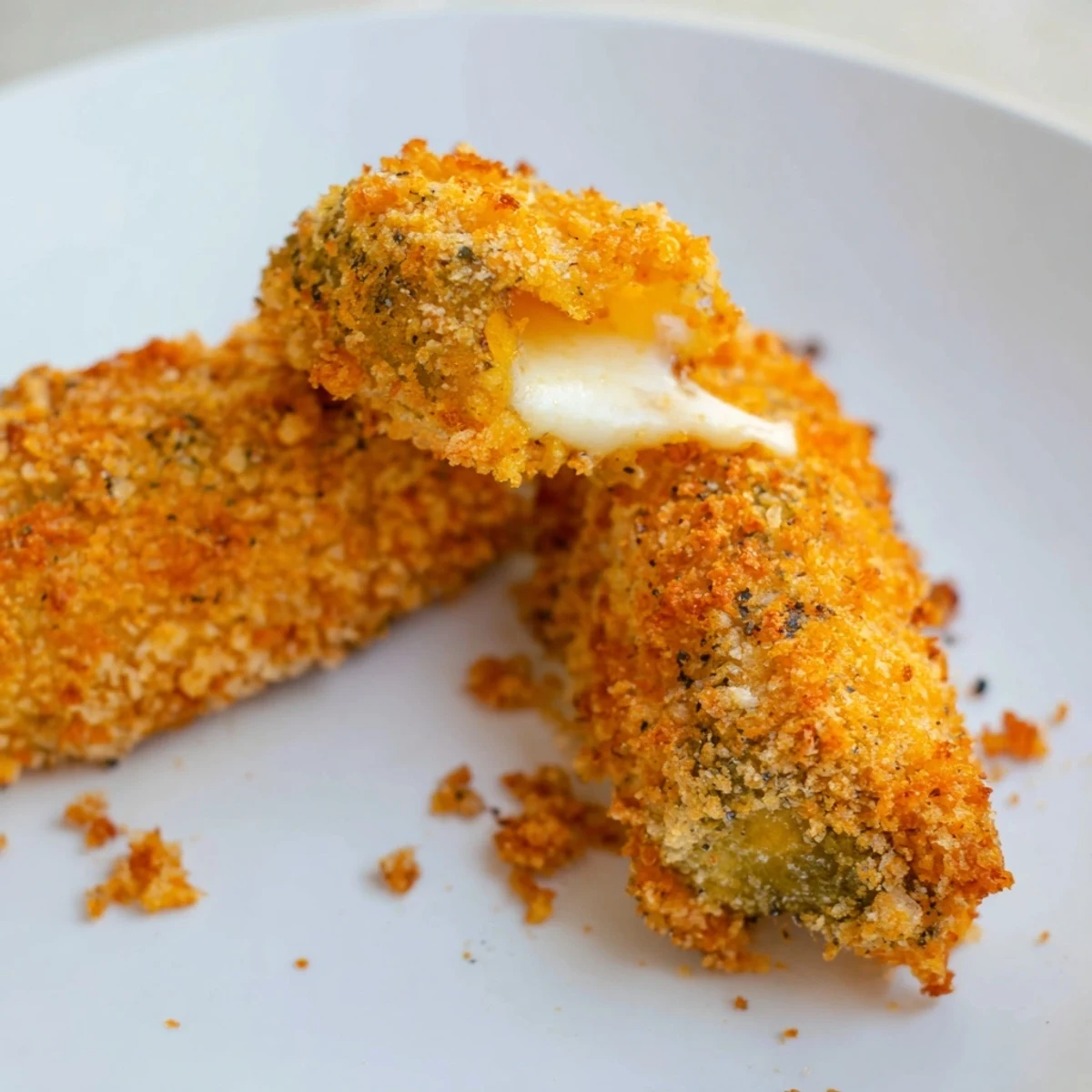 Golden, crispy Crispy Chickle Bites ready to be dunked in creamy, cool ranch dressing.