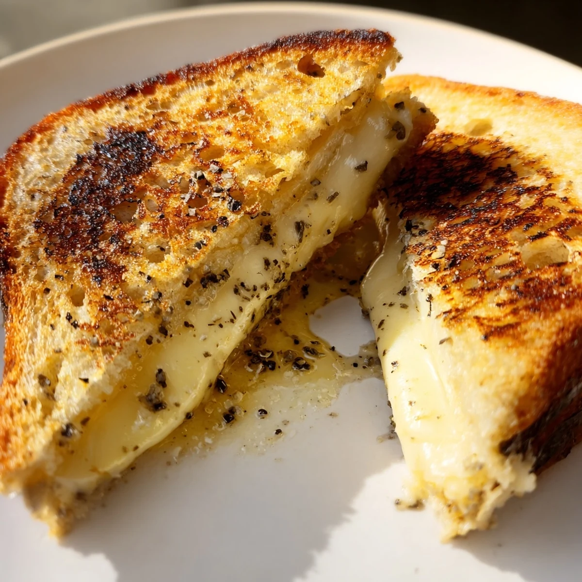 Golden, crispy sourdough grilled cheese filled with melted Gruyère and drizzled with fragrant truffle oil.  