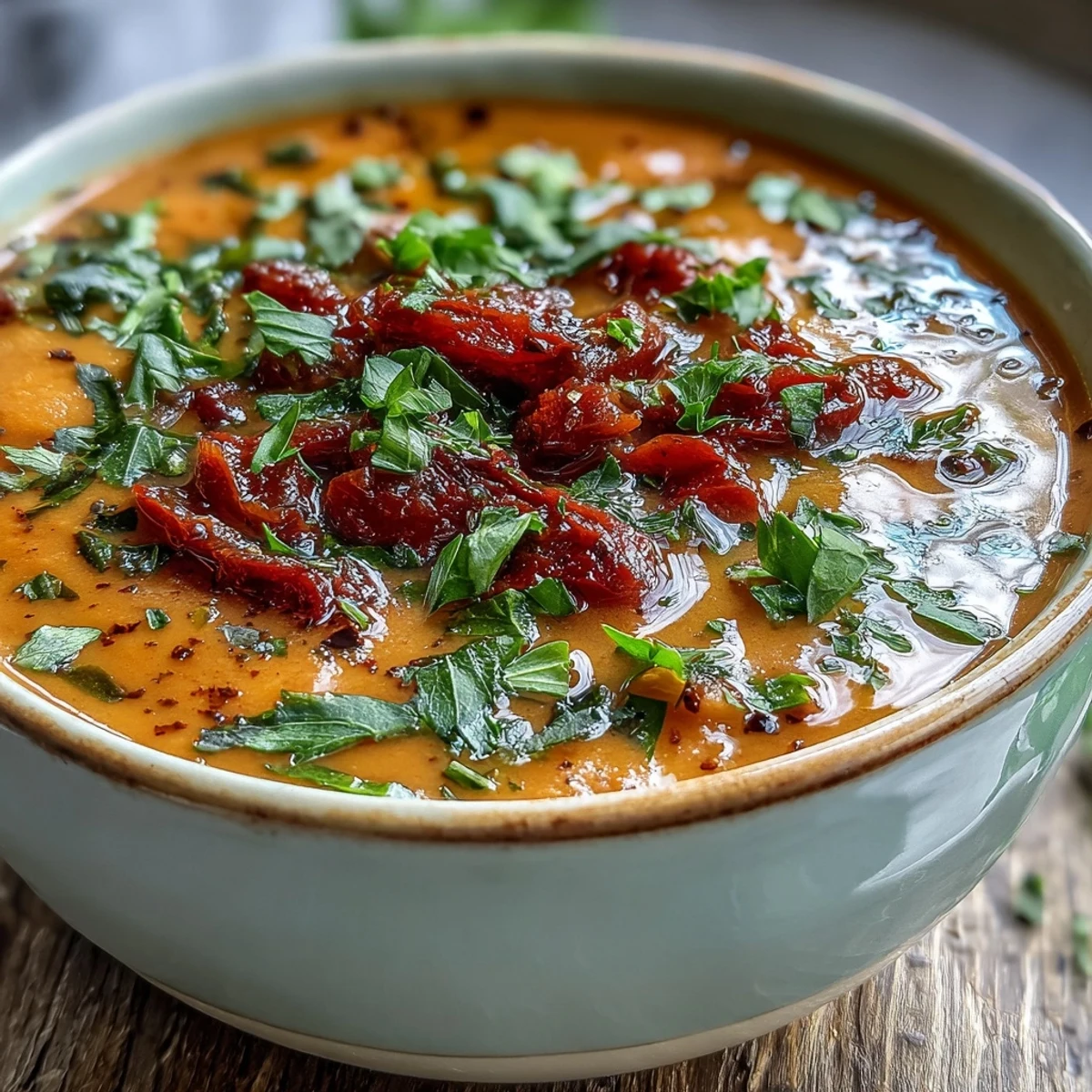 A comforting bowl of white bean soup with tomato, served with crusty bread.