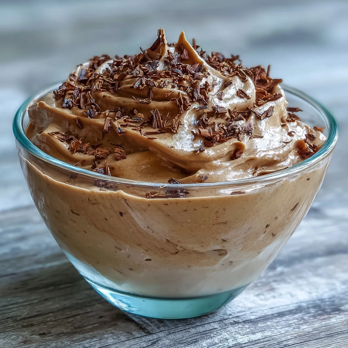 Layered Hojicha Mousse in a small jar, topped with cocoa nibs, creating a visually appealing and aromatic Japanese dessert.