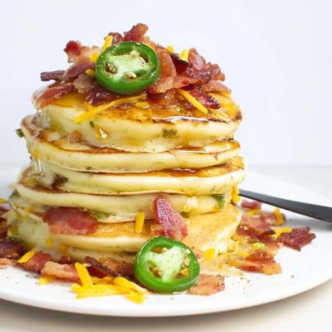 Cheddar Jalapeño Pancake Stacks