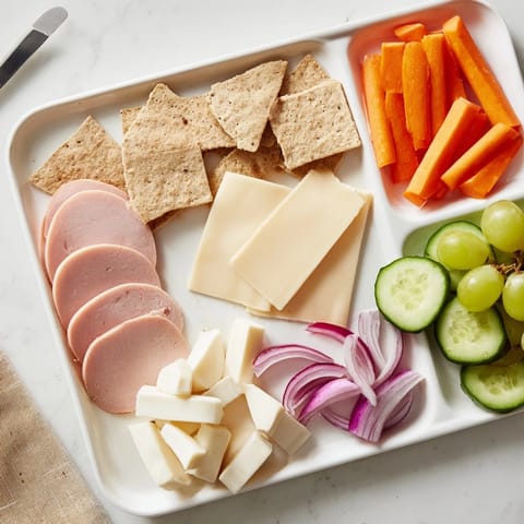 Homemade DIY Lunchables showcasing protein, veggies, and crackers, ideal for school lunches.