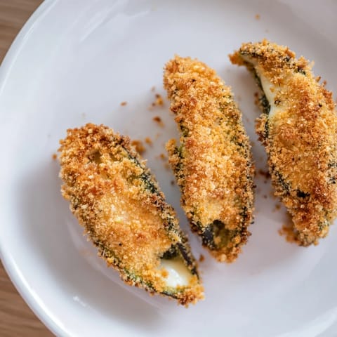 Melted cheese hugs the tangy dill pickles in these irresistible deep-fried Crispy Chickle Bites.