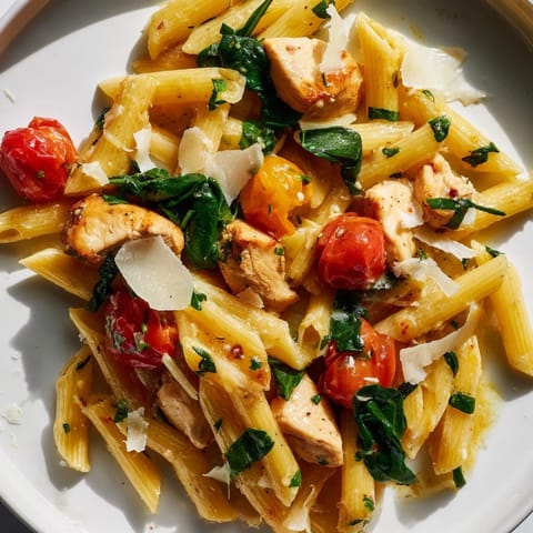 Fork-tender One-Pan Lemon Herb Pasta Chicken plated with fresh parsley, lemon zest, and a sprinkle of Parmesan, ready to enjoy.
