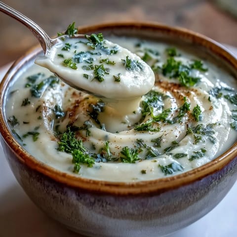 Creamy White Bean and Parmesan Soup in a rustic bowl, topped with fresh parsley and extra cheese.
