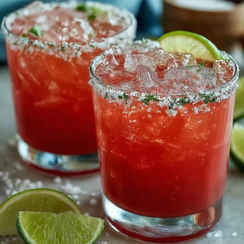 Shaken Guava Margarita with bright guava nectar and fresh lime, served over ice.