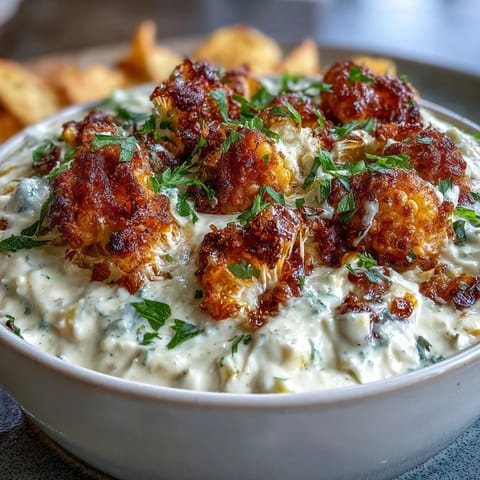Creamy elote dip with charred corn, cotija cheese, and lime served with crispy tortilla chips.