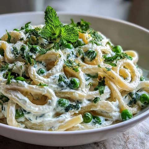Lemon Ricotta Pasta with Peas and Mint, a vibrant, easy Italian meal.