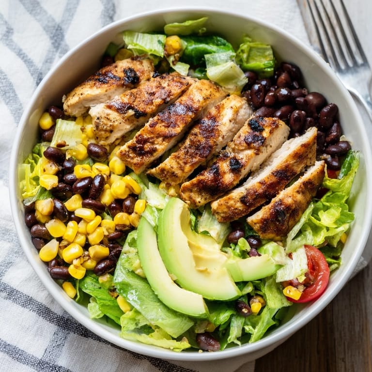 Making Southwest chicken salad bowl: Colorful, flavorful ingredients ready to be tossed together.
