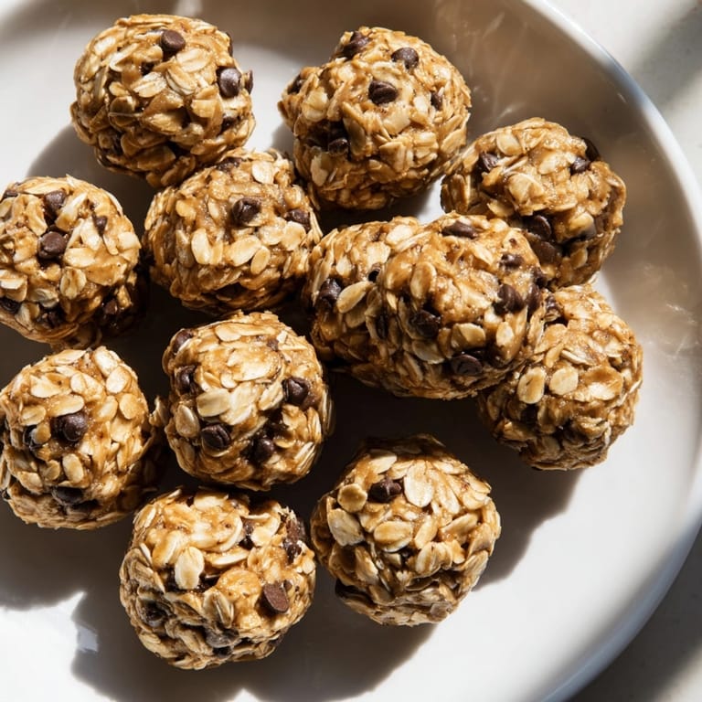 Delicious energy bites recipe: Rolled oats and chocolate chips create chewy, satisfying spheres.