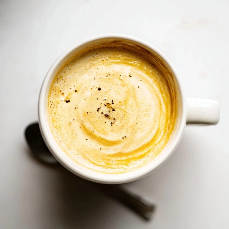 A rich, creamy Onion Latte topped with frothy milk and blending flavors.  