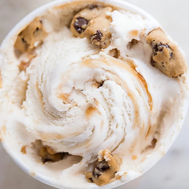 Guilt-free cottage cheese ice cream, infused with delicious edible cookie dough bites.  