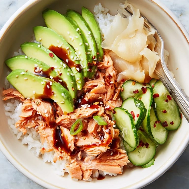 Quick and easy leftover salmon & rice bowl, perfect for a satisfying meal.