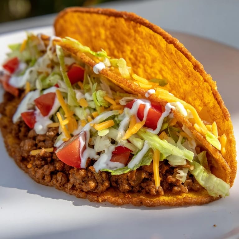 A close-up of a fully assembled Cheesy Gordita Crunch Taco ready to be enjoyed.