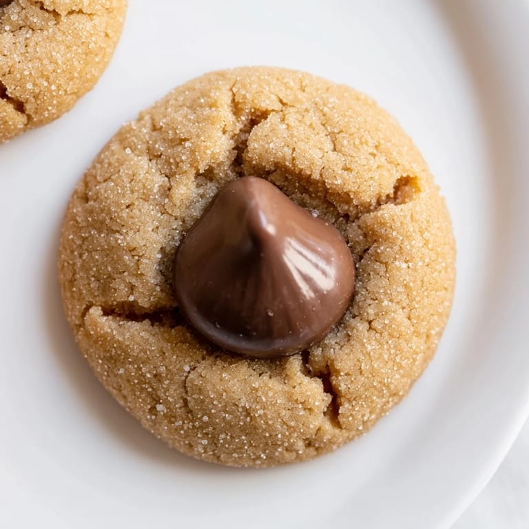 Warm, golden 3-Ingredient Peanut Butter Blossoms, perfectly soft with a delicious chocolate center, ready to eat.