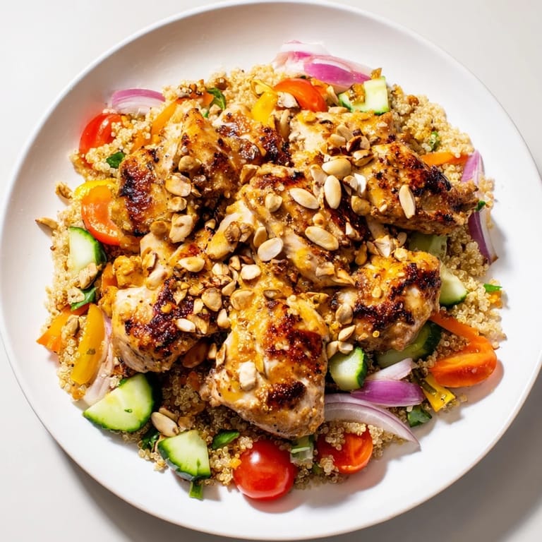 Healthy and delicious Crunchy Quinoa Chicken Salad: a gluten-free meal packed with protein and crunch.