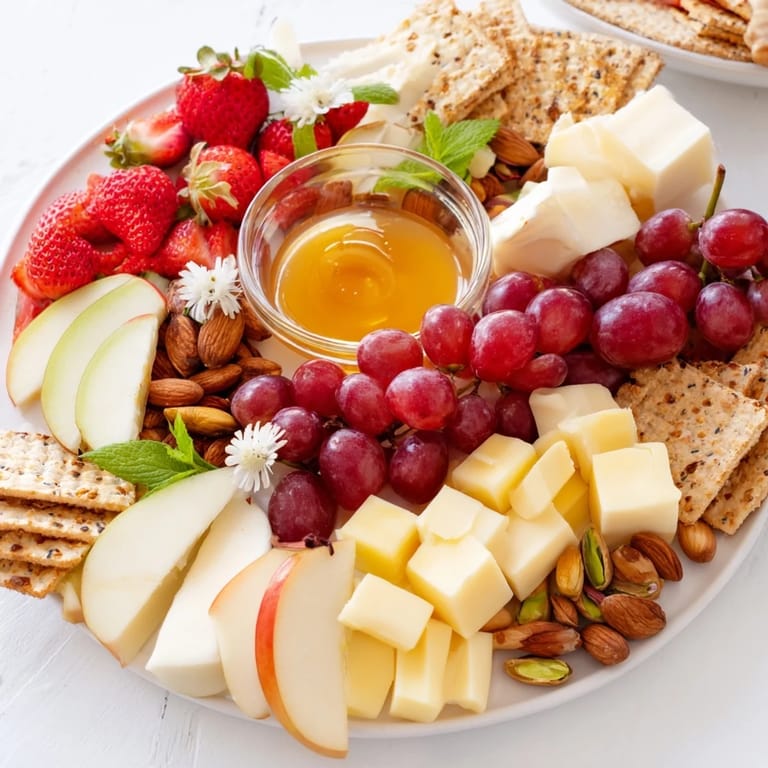 Delicious Bears Honey Pot Board ready to serve, featuring creamy brie and sweet honey for dipping.