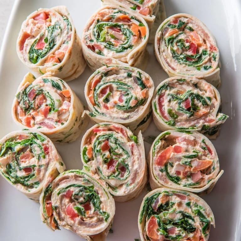 Freshly sliced Cozy Scarf Holiday Pinwheel Wraps offer a vibrant array of colors, ideal for a holiday party spread.