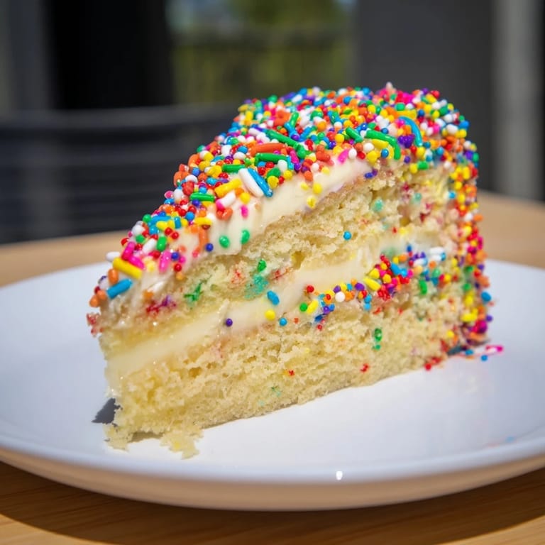 Imagine a vibrant Happy Birthday Cake slice, showcasing fluffy vanilla layers and creamy buttercream frosting delighting the senses.