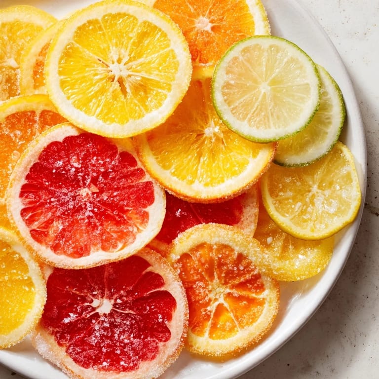 Thinly sliced oranges, lemons, and limes create a colorful display of citrus slices ready for mocktail garnishes.
