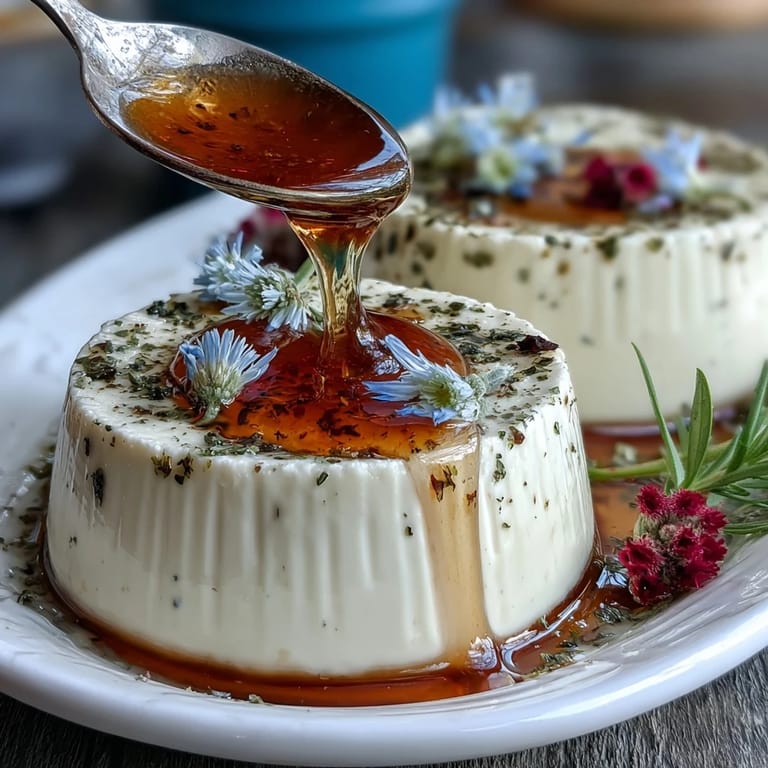 Silky panna cotta infused with lavender and honey, served in elegant glasses.  