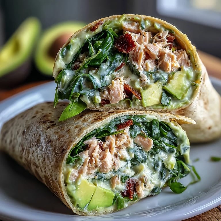 Wholesome tuna-avocado mixture rolled in tortillas, offering a nutritious, no-cook option for busy days